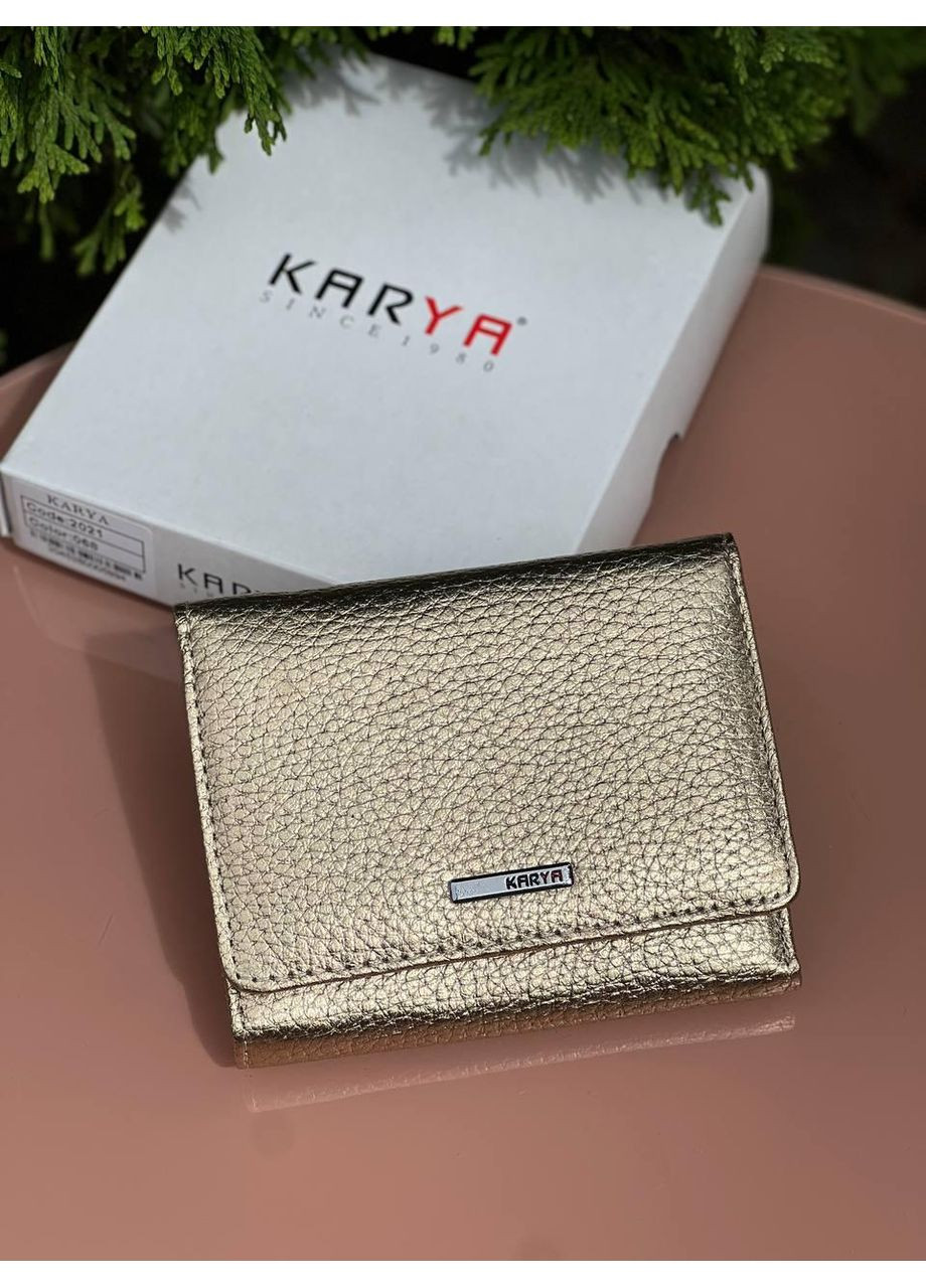 Жіночий гаманець із золотої натуральної шкіри Туреччина на кнопці, зовнішнє відділення для монет Karya (355803771)