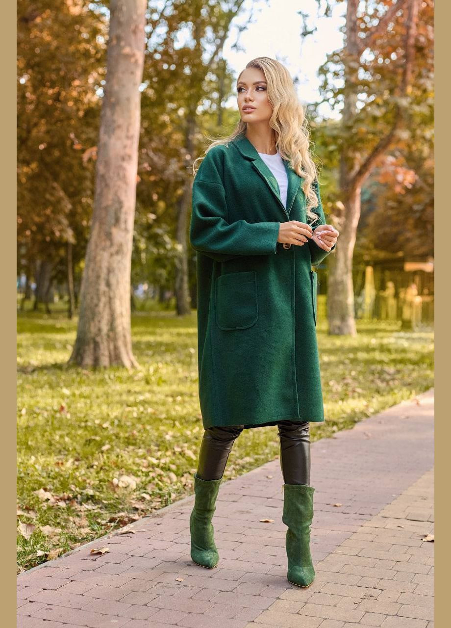 Зеленое демисезонное Женское кашемировое пальто оверсайз No Brand
