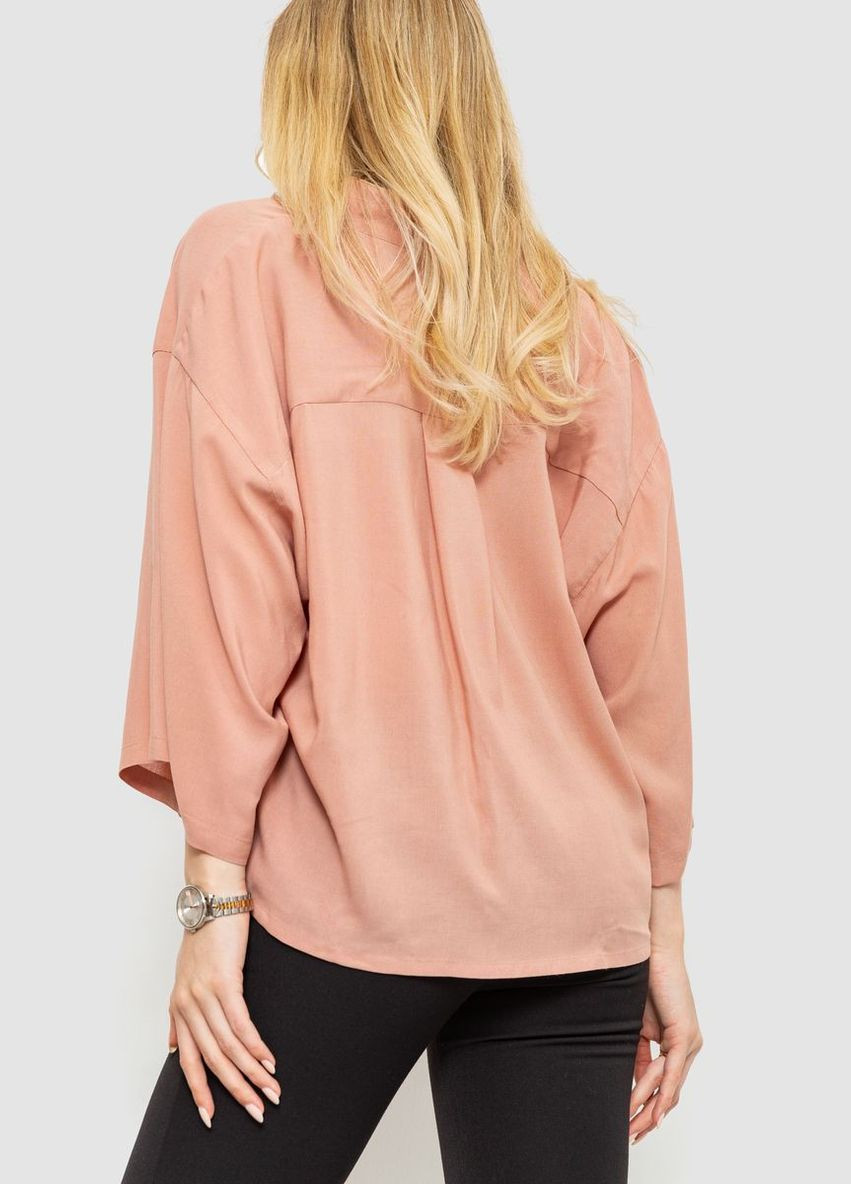 Пудровая демисезонная блуза классическая однтонная, цвет светло-бежевый, Ager