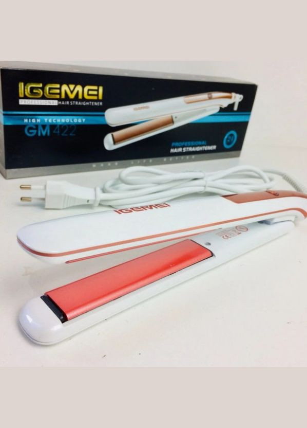 Профессиональная плойка выпрямитель для волос керамика с терморегулятором GM422 Pro White Gemei (306716635)