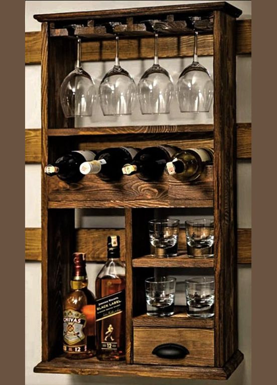 Настінна винна полиця з дерева Джосен кориця (ПНК-027433) No Brand (327423881)