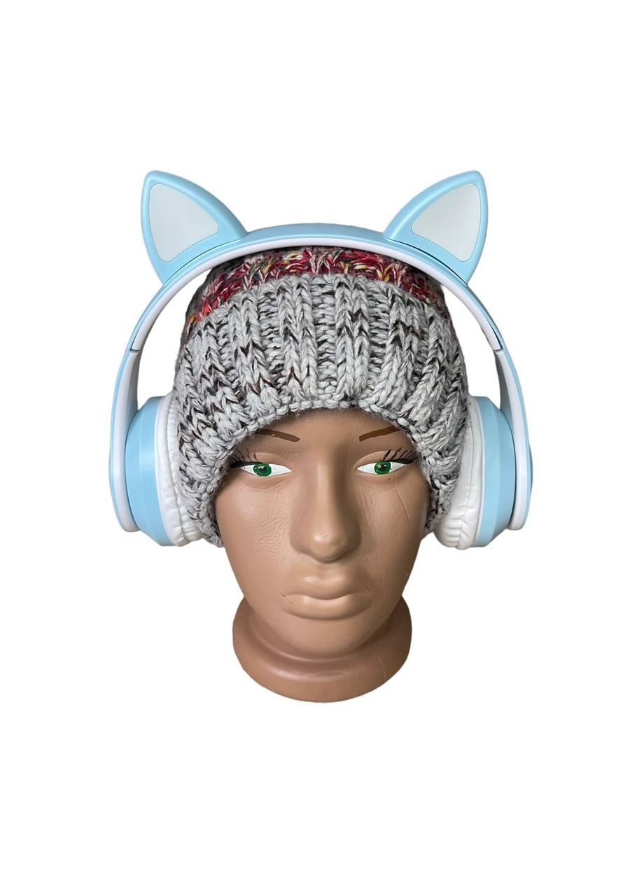 Навушники Cat Ear В39М FM-радіо MicroSD Bluetooth бездротові з вушками та підсвічуванням для дітей блакитні (1756375771) No Brand (335419333)