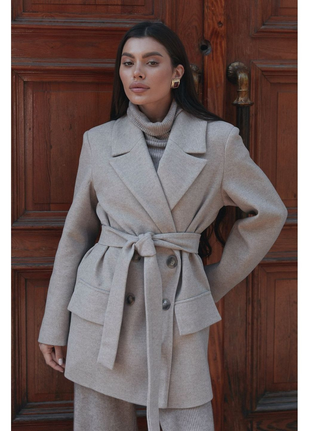 Бежевое демисезонное Укороченное пальто Seventeen