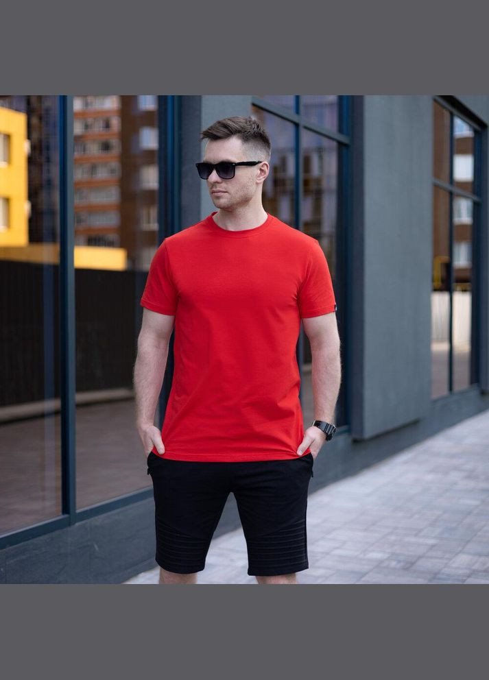 Красная базовая классическая футболка с коротким рукавом Vakko