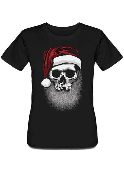 Жіноча новорічна футболка Muerto Christmas (чорна) Fat Cat - (283036699)