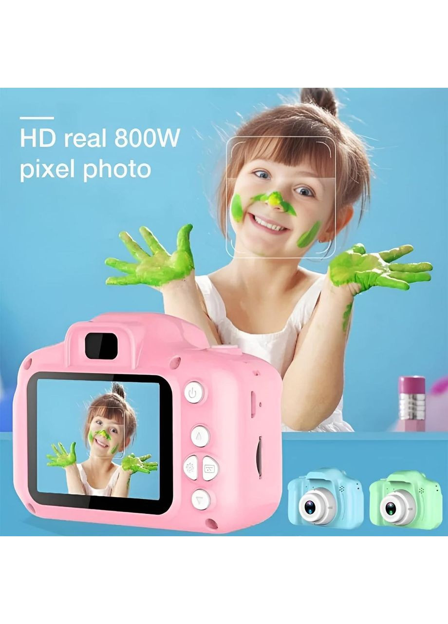 Детская цифровая фотокамера Kid's Camera с дисплеем, видео и аудиозаписью, играми и фильтрами, зеленая China (362354651)
