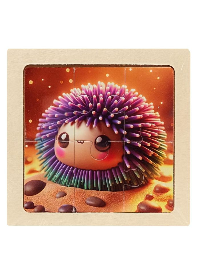 Детский деревянный пазл-вкладыш "Морской ёж" MD 1509-2, 6 элементов 9,8 х 9,8 х 0,4 см Toysi (372495552)