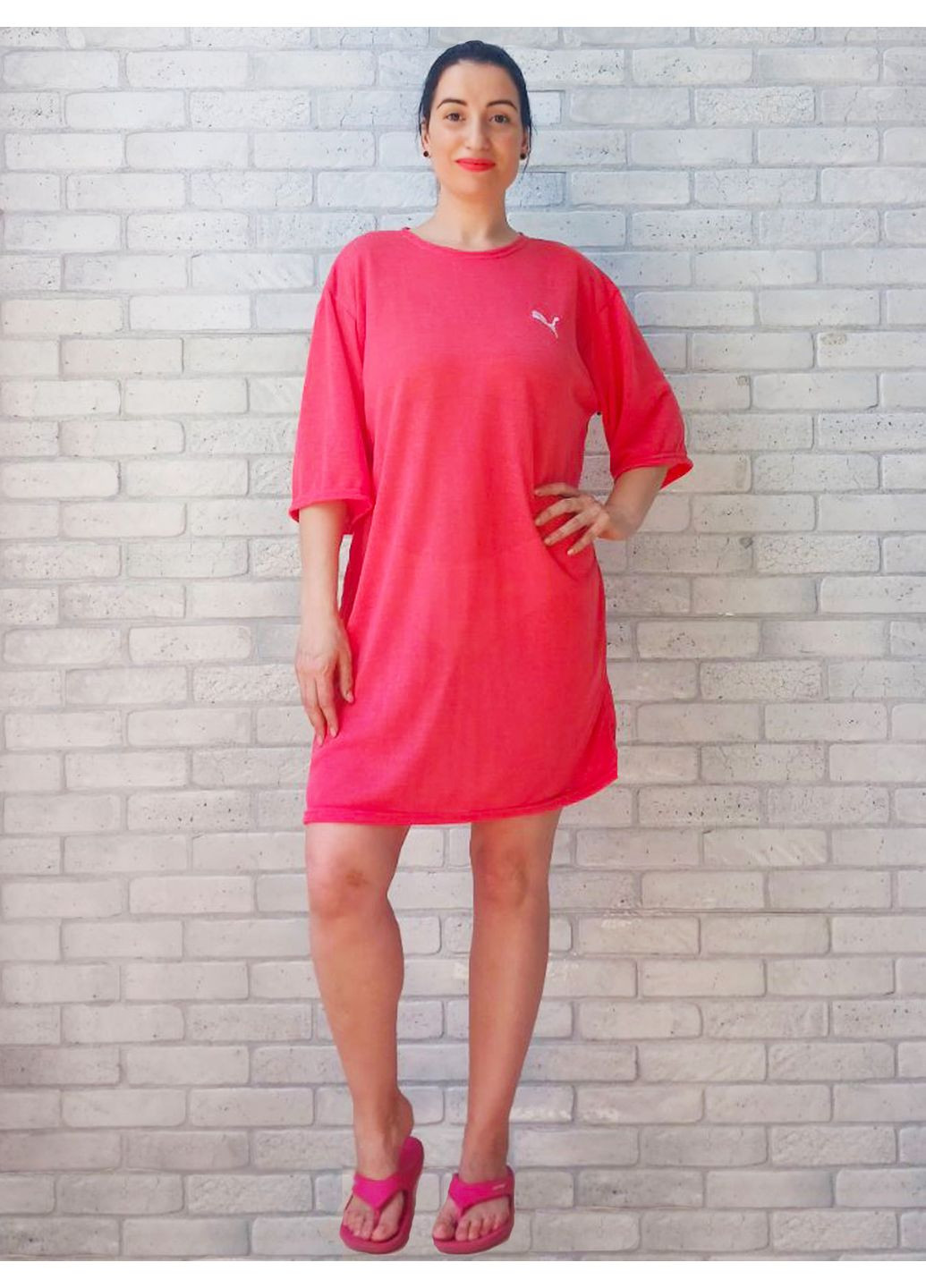 Жіноча літня туніка зі спущеним рукавом малинова No Brand (356515727)