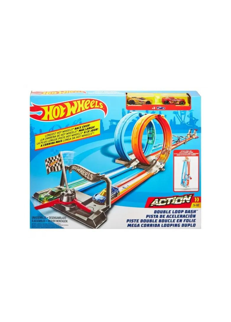 Автотрек Подвійна петля GFH85 форма Hot Wheels в асортименті Mattel Маш2617 (370652540)