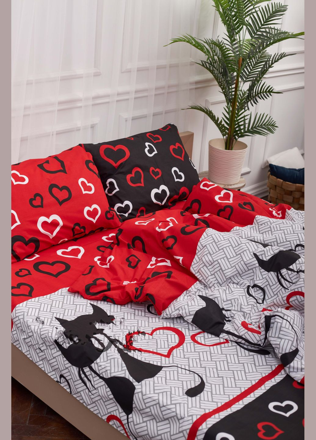 Комплект постельного белья семейный 143х210х2 наволочки 2х70х70 Бязь Gold Люкс (MS-820001175) Moon&Star Love Cats (285717220)