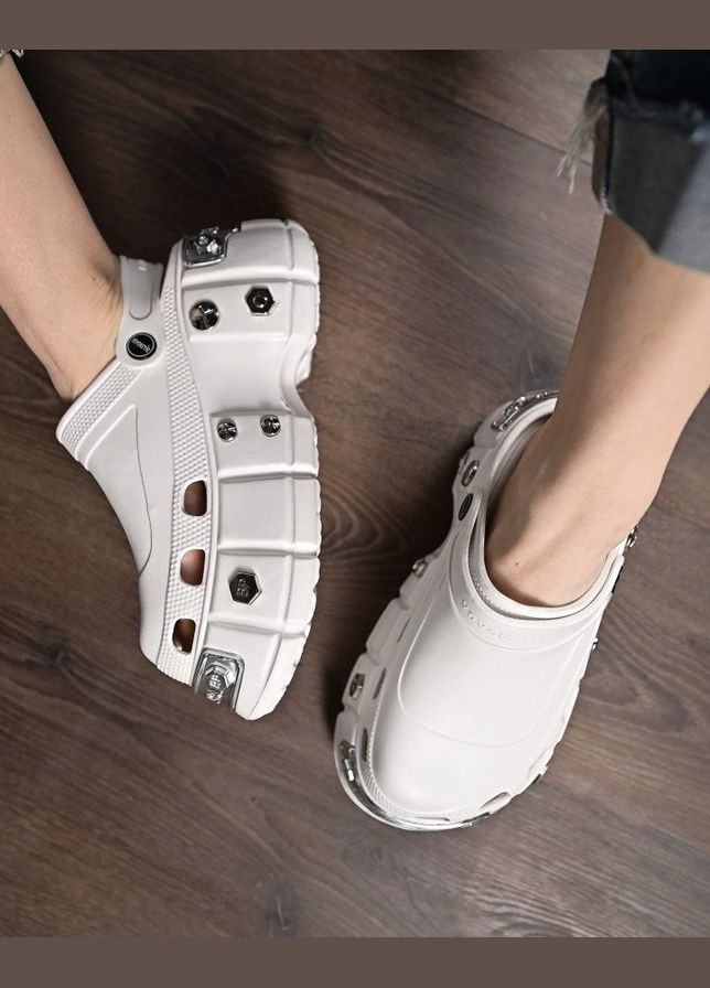 Женские кроксы на платформе meetal white No Brand белые лето (346052545)