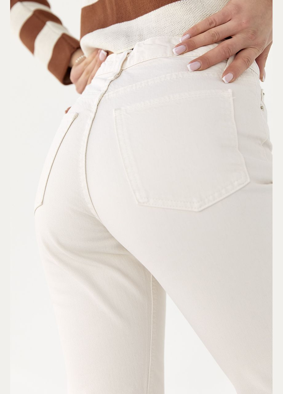 Жіночі джинси укорочені МОМ - кремовий Lurex - (282955459)