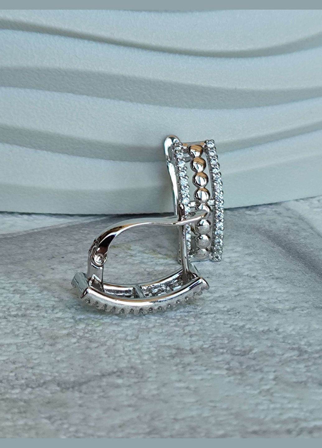 Стильні сережки з камінцями родій під срібло ксюпінг медсплав xuping Xuping Jewelry (337503335)