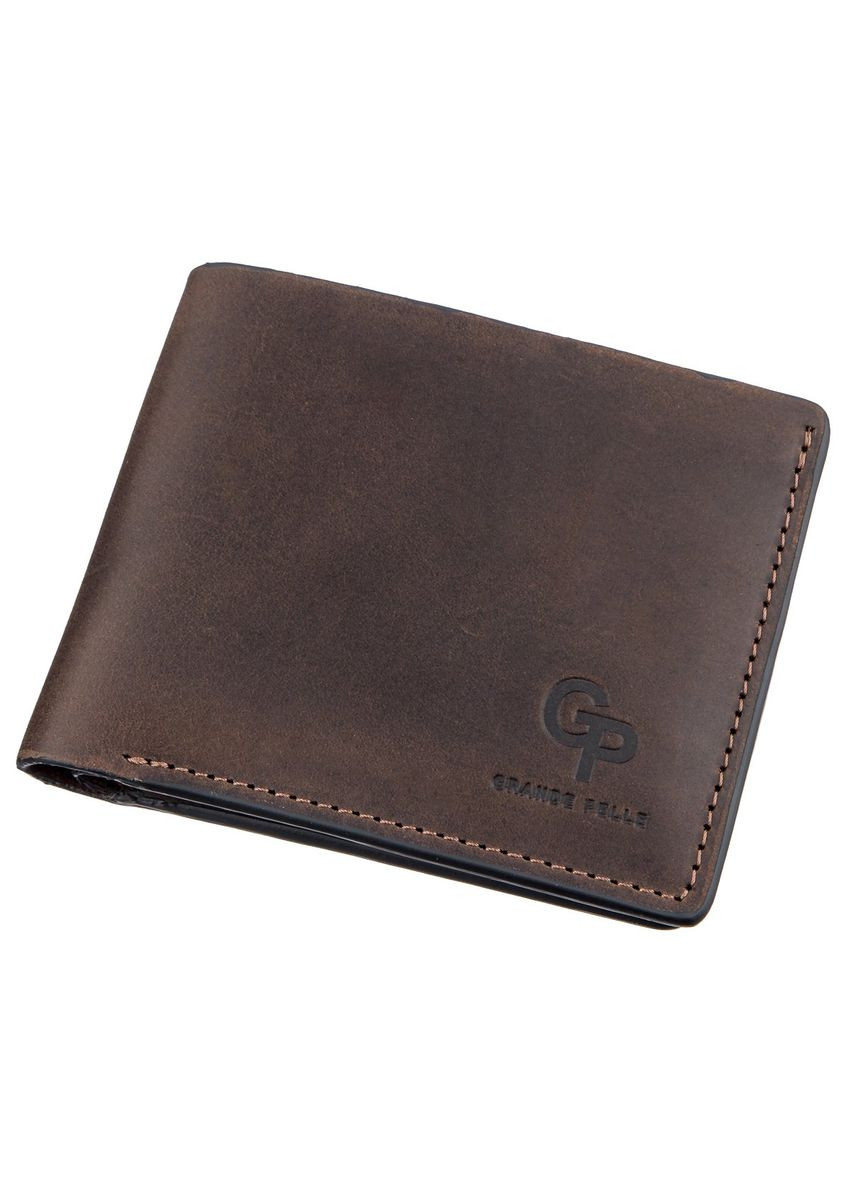 Кожаное портмоне мужское на магните 11208 Коричневое Grande Pelle (306882085)