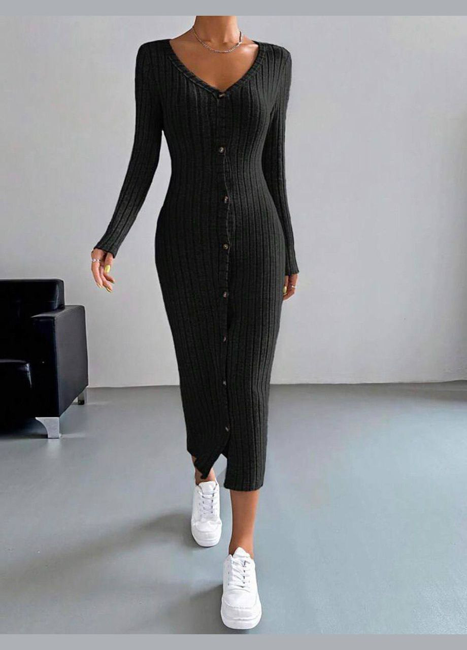 Черное праздничный, коктейльное, деловое, повседневный, вечернее платье женское No Brand однотонное