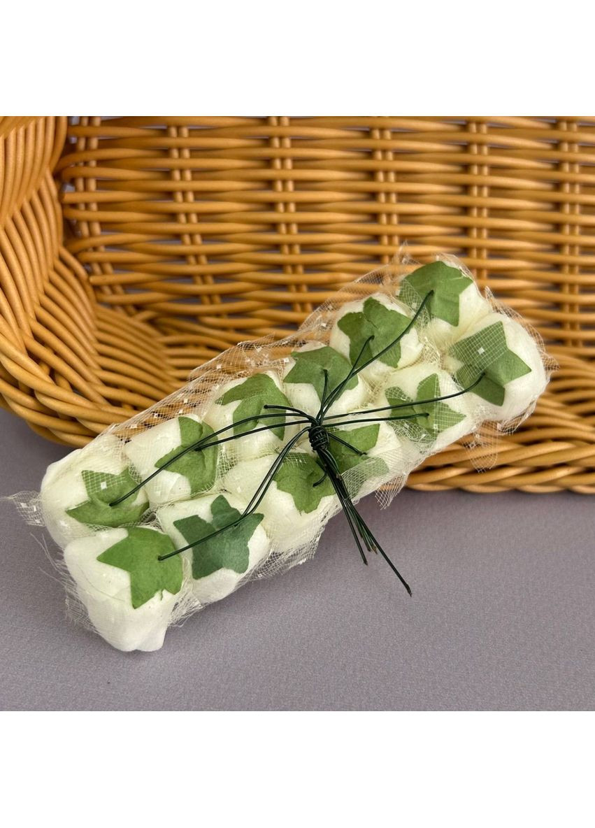 Фоамирановые розочки с фатином 1 букет (12шт) - Айвори Plus-plus (352743098)