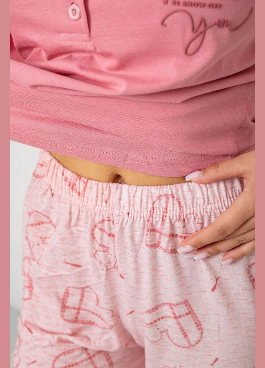 Пудрова піжама жіноча з принтом, колір пудровий, 243r0004-p4 Sude