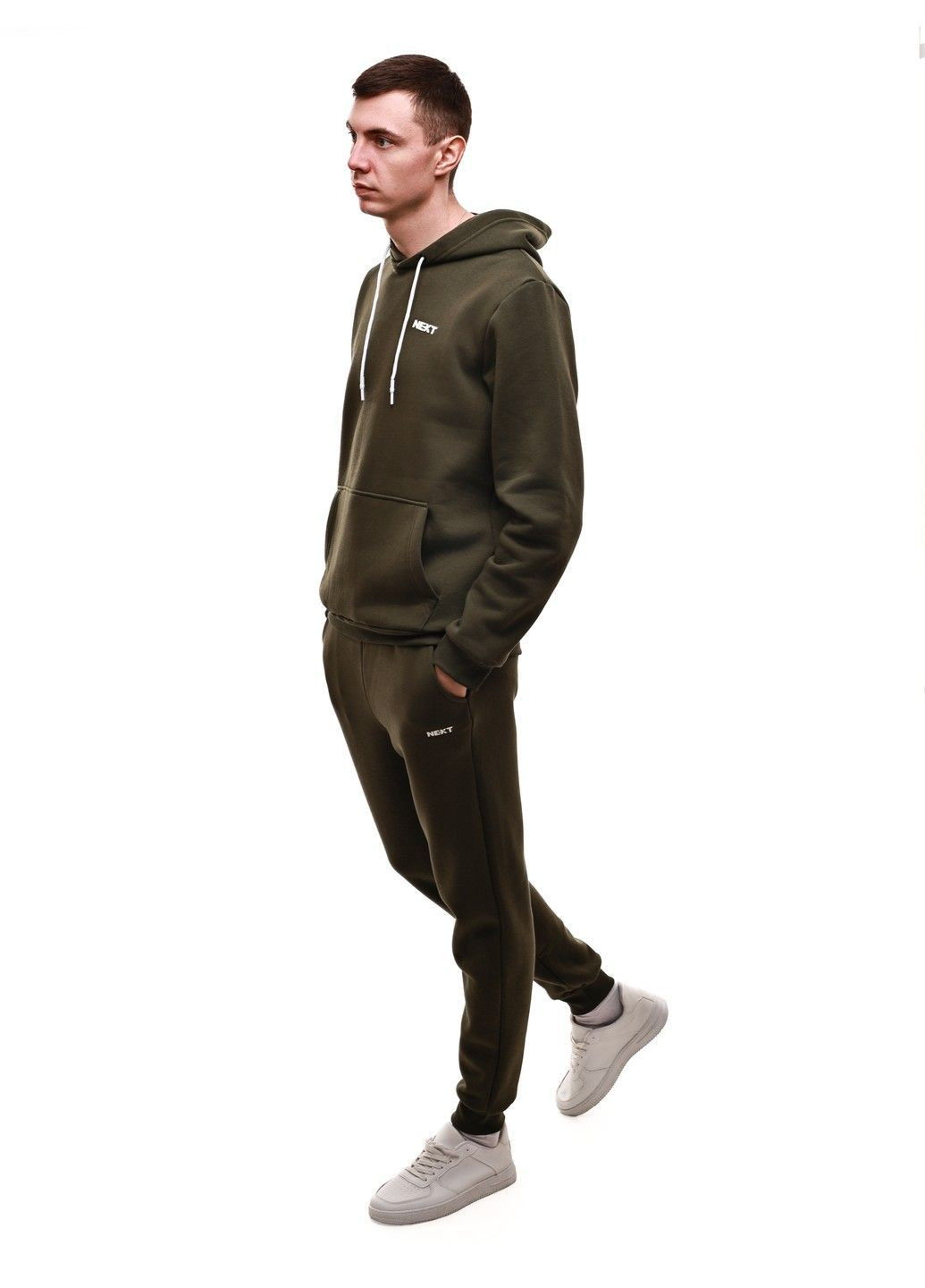 Оливковий (хакі) зимній костюм спортивний чоловічий No Brand