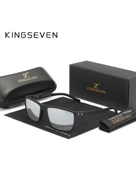 Чоловічі поляризаційні сонцезахисні окуляри LC755 Black Silver KINGSEVEN (303401646)