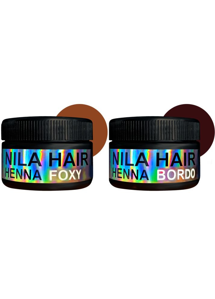 Набір Хна для волосся Руда Foxy 60г + Бордо Bordo 60г Nila (335877617)