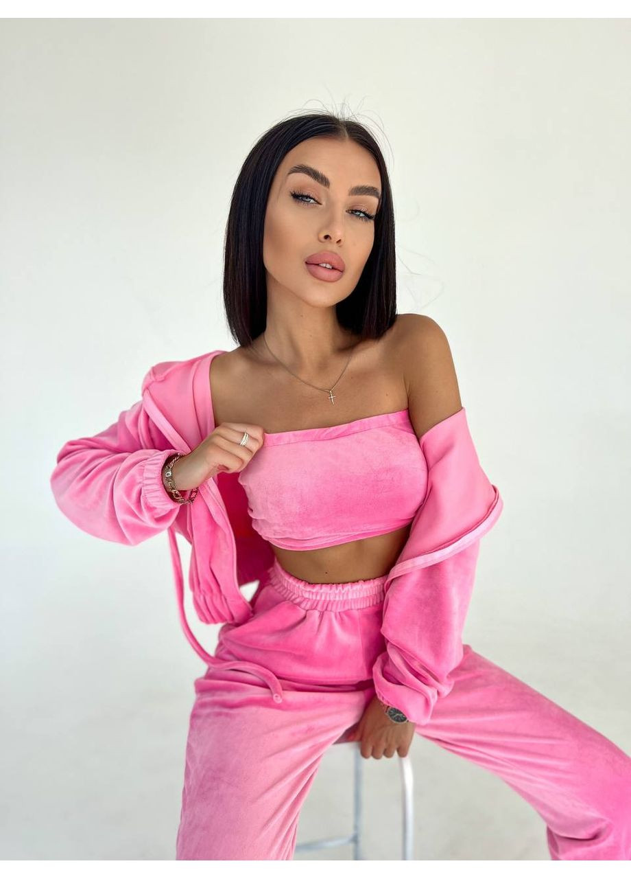 Жіночий велюровий костюм-трійка No Brand Г1469-1085/7 (356568390)