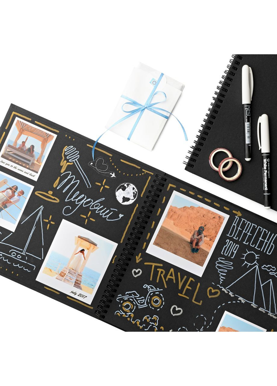 Фотоальбом DIY Чорний Велюровий | Альбом з чорними сторінками | альбом для фото 24х25 см.+ 18 фото Your Magnets (351507925)