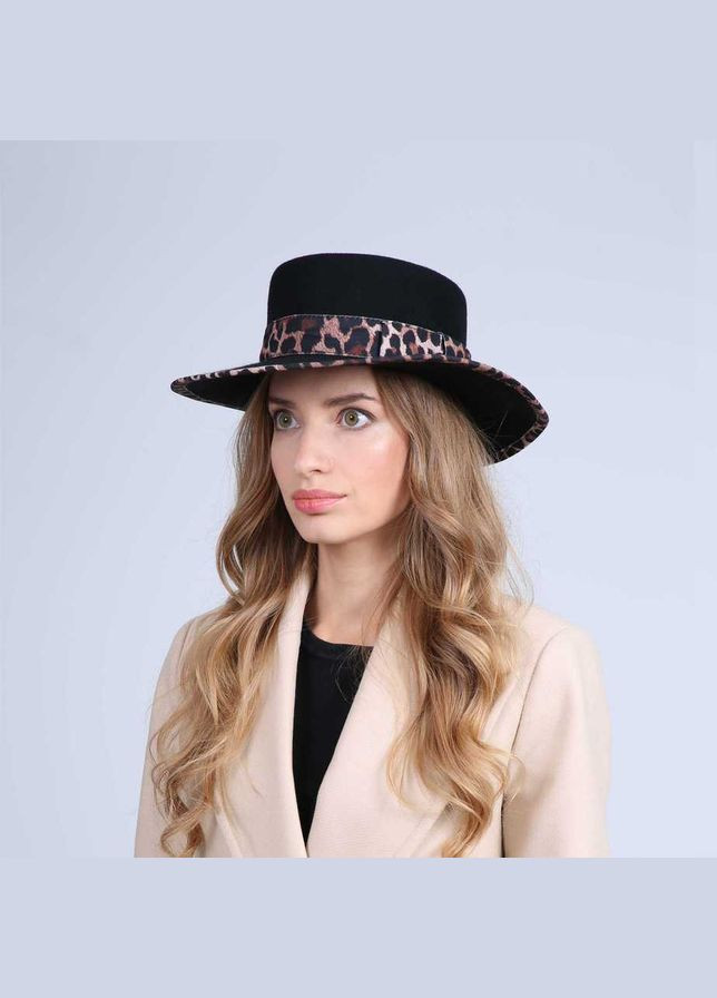 Шляпа канотье женская шерсть черная LuckyLOOK 896-507 (289478356)