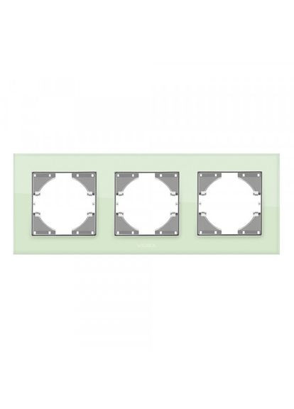 Рамка зеленое стекло на 3 места горизонтальная BINERA Videx (366298292)