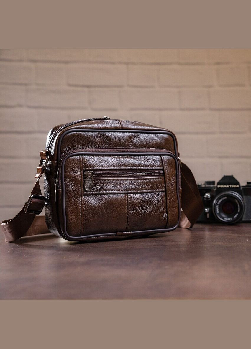 Шкіряна сумка крос боді чоловіча месенджер через плече коричнева 14988 Vintage (329198793)
