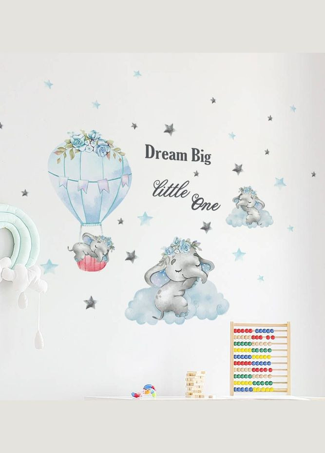Виниловые наклейки на стену Cлоники спят на тучках и воздушном шаре (лист 30 х 90 см) б394-46-2 No Brand (302242446)