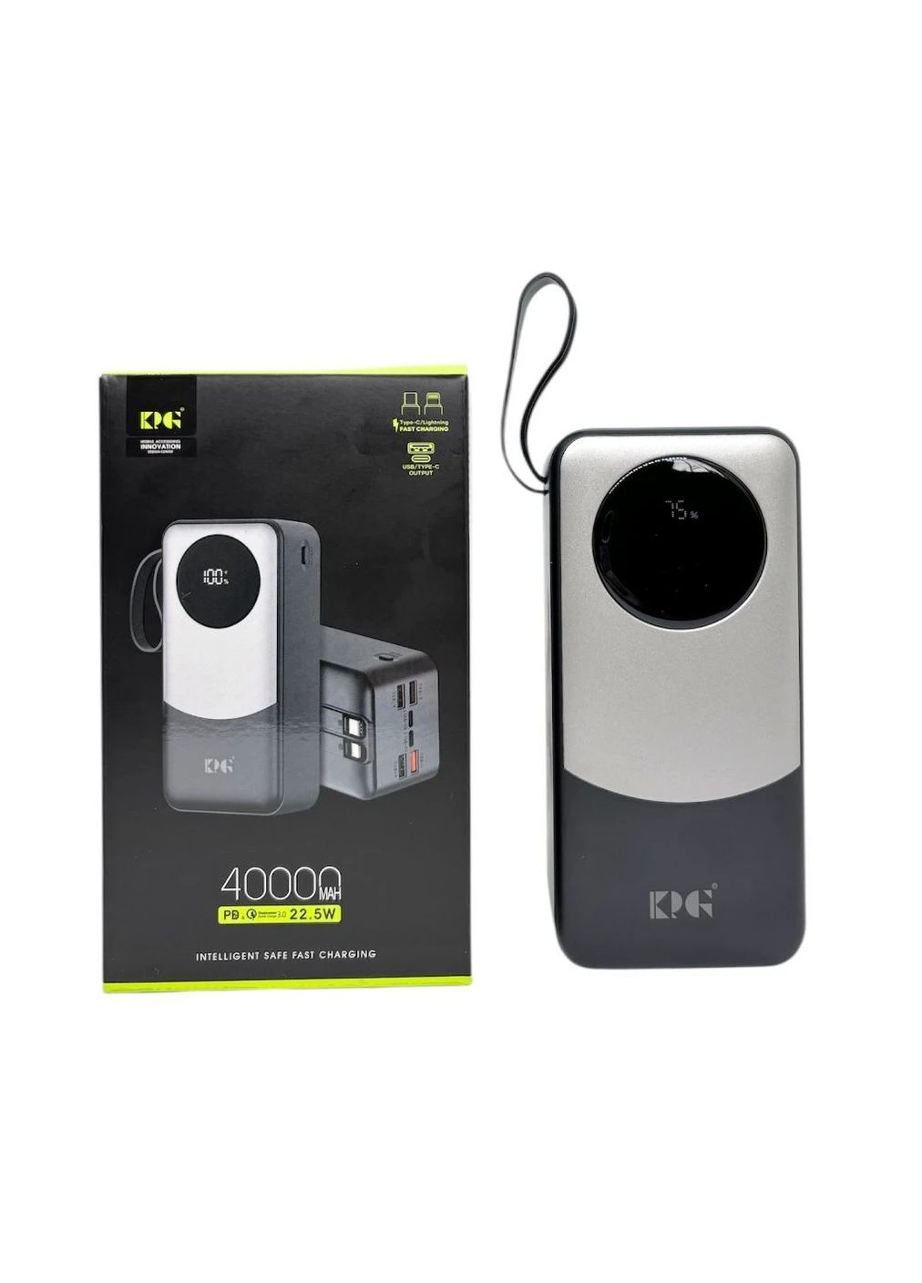 Power Bank 40000 mAh 22,5W QC мощный с кабелями KPG-402X зарядка внешний аккумулятор павербанк быстрая зарядка No Brand (377910659)