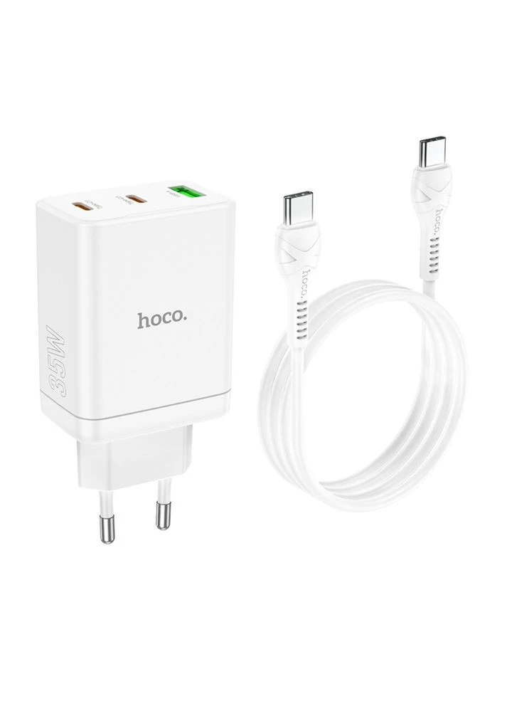 Сетевое зарядное устройство N33 USB/2 Type-C PD 35W белый + кабель Type-C to Type-C Hoco (389206673)