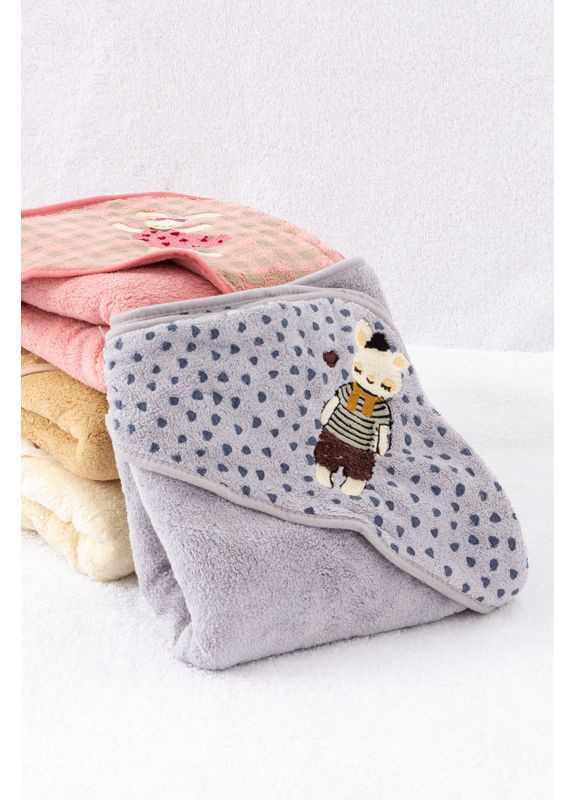 Дитячий рушник-куточок з вишитим малюнком (p-18448) Носи своє однотонний сірий