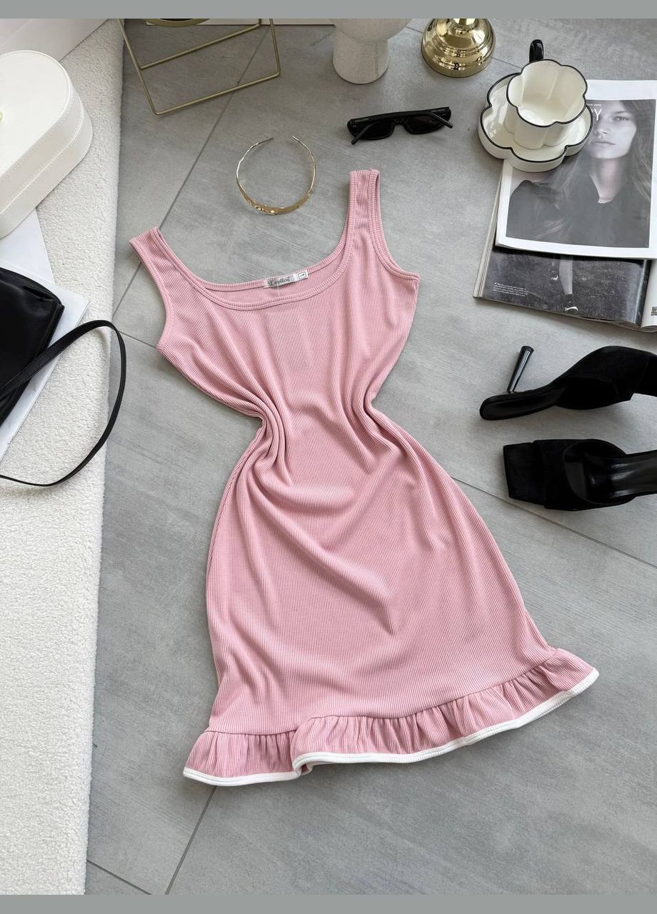 Рожева сукня в рубчик Fashion