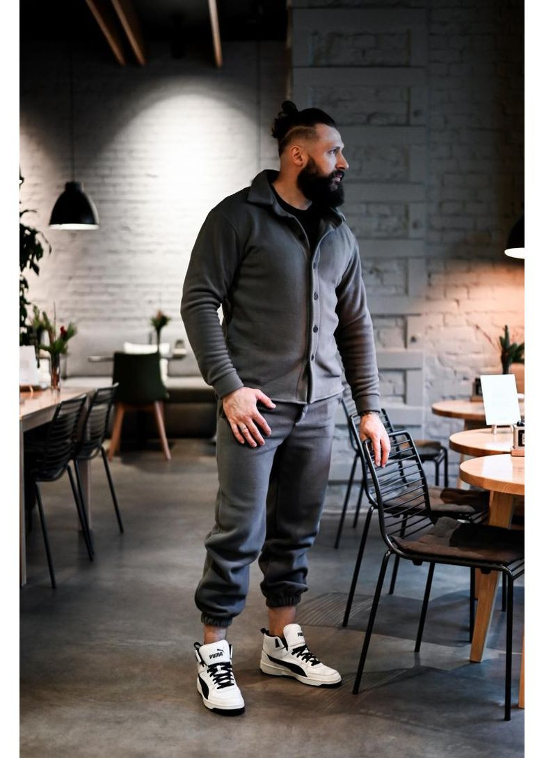 Комбінований демісезонний костюм фліс колір стильний модний утеплений сорочка штани No Brand