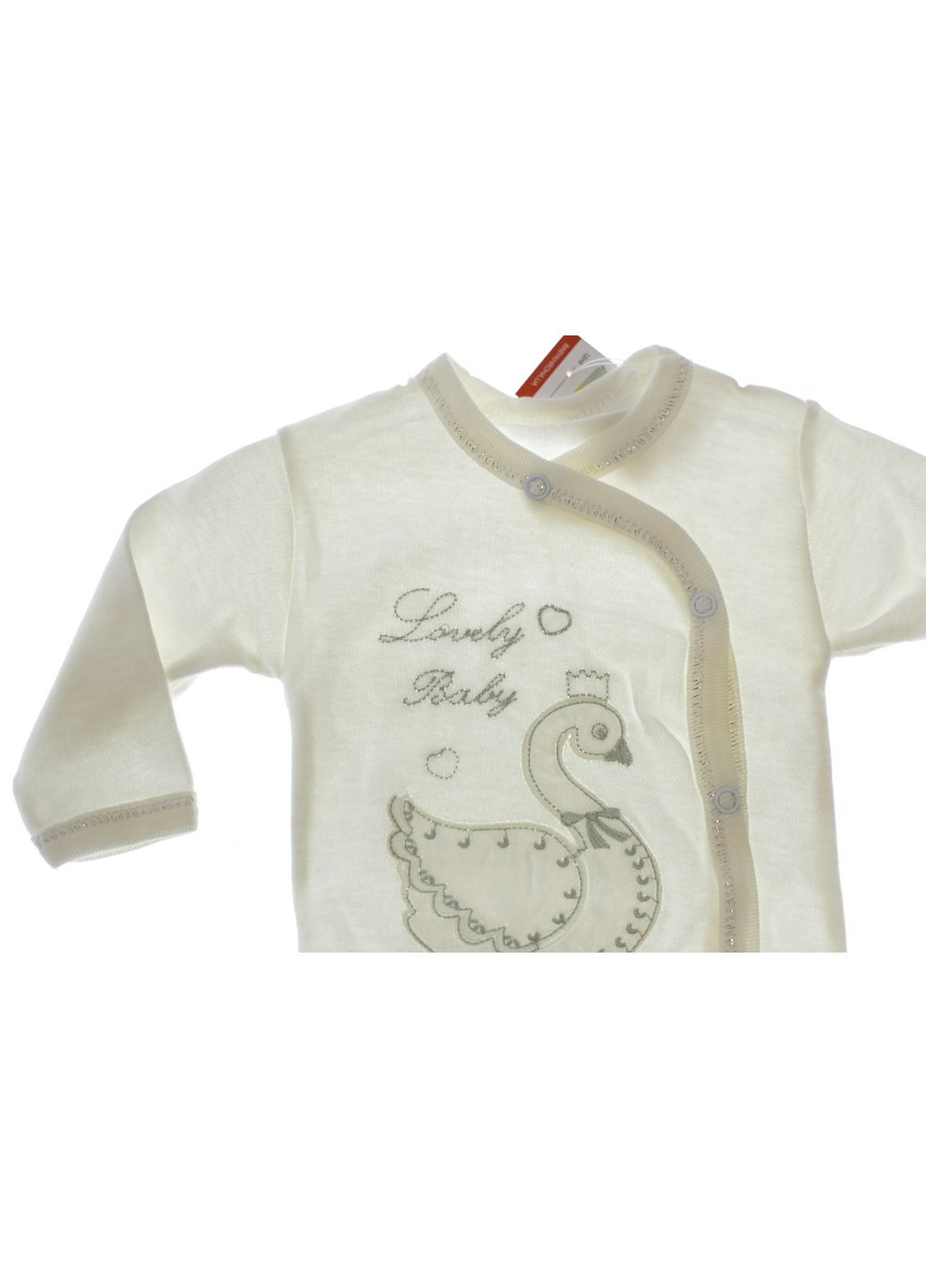 Белый демисезонный комплект трикотажный для новорожденного с лебедем белый 56 см (33093) BABYKROHA