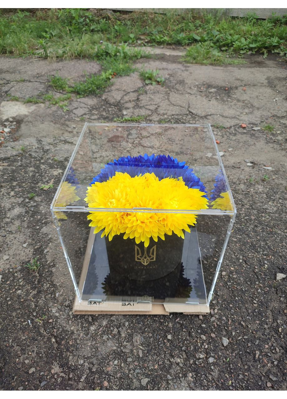 Букет жоржин в акриловом кубе. No Brand (368672373)