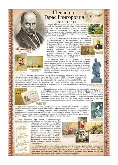 Наочні посібники Плакат Плакат- П-140 Шевченко Тарас Григорович 480х676 арт.9386 Світ поздоровлень (375023759)
