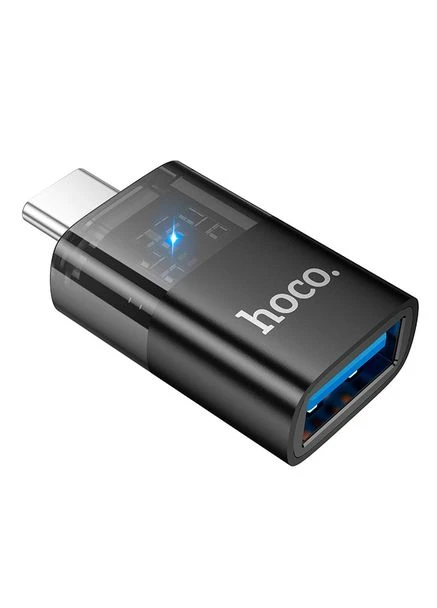 Адаптер UA36B C male to USB female OTG transparent adapter (чорный) Hoco (388778835)