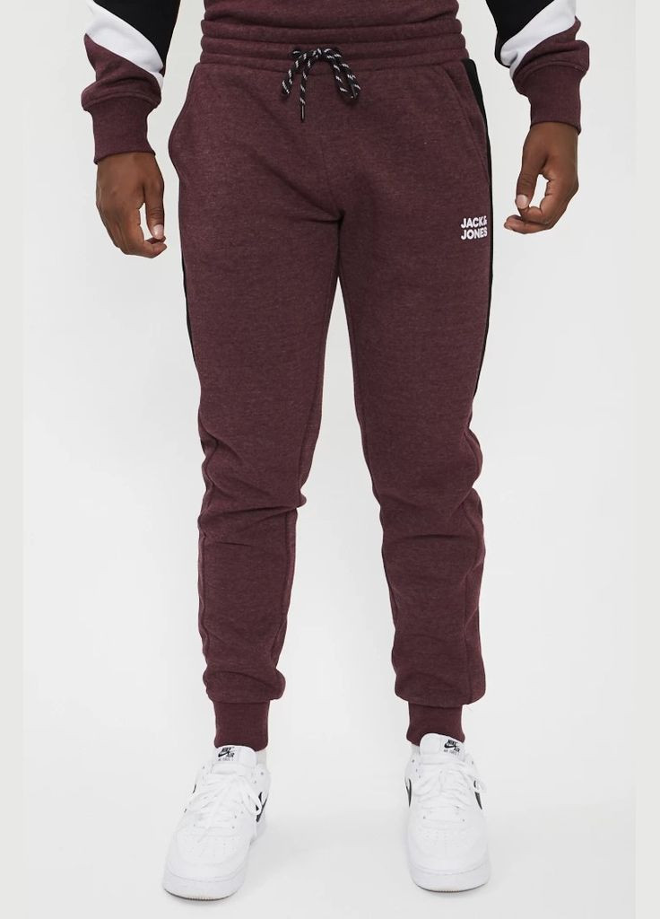 Бордовые спортивные демисезонные джоггеры брюки JACK&JONES