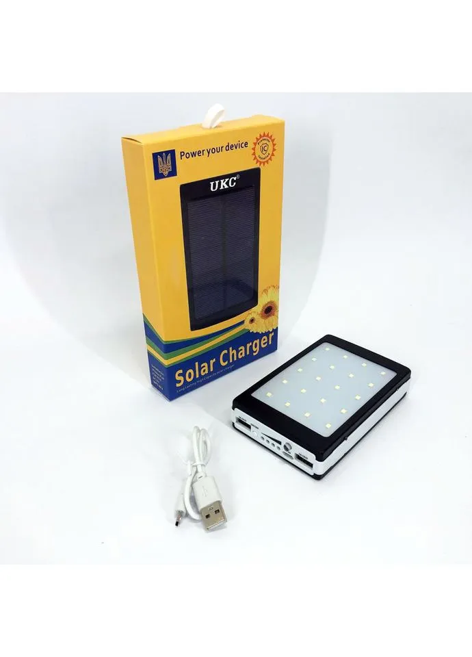 УМБ Power Bank Solar 20000 mAh мобільне зарядне з сонячною панеллю та лампою, повербанк для планшета UKC (400175861)