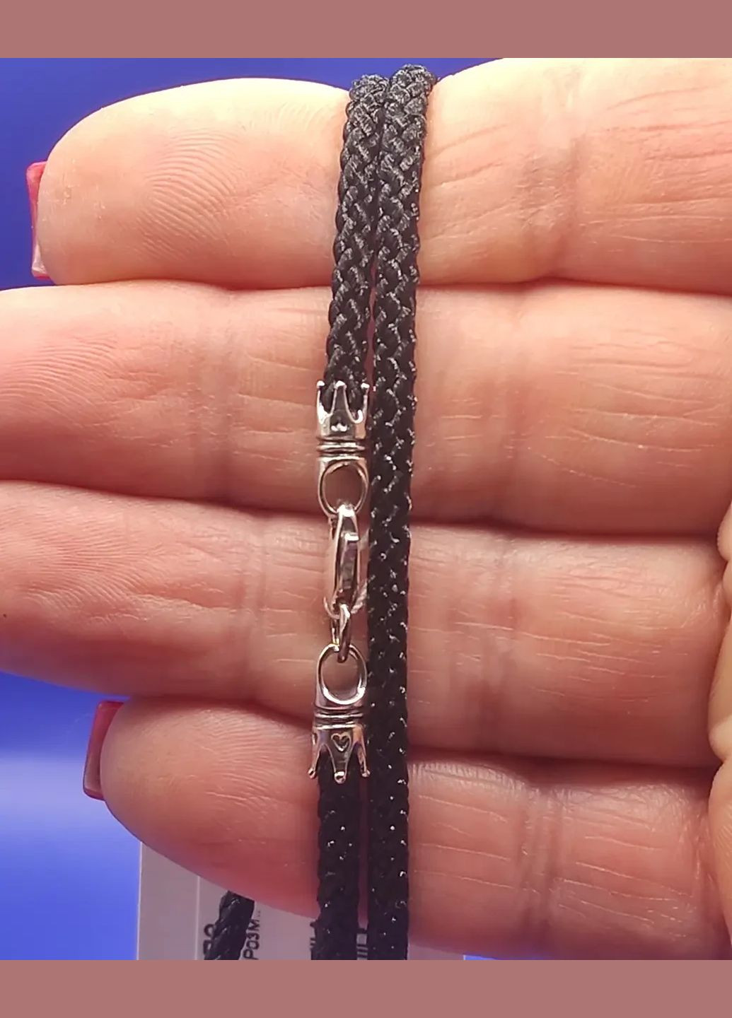 Ювелирный шёлковый шнурок с серебряными окончаниями 925 пробы Д-3мм Shiny06д3 60см No Brand (332806771)