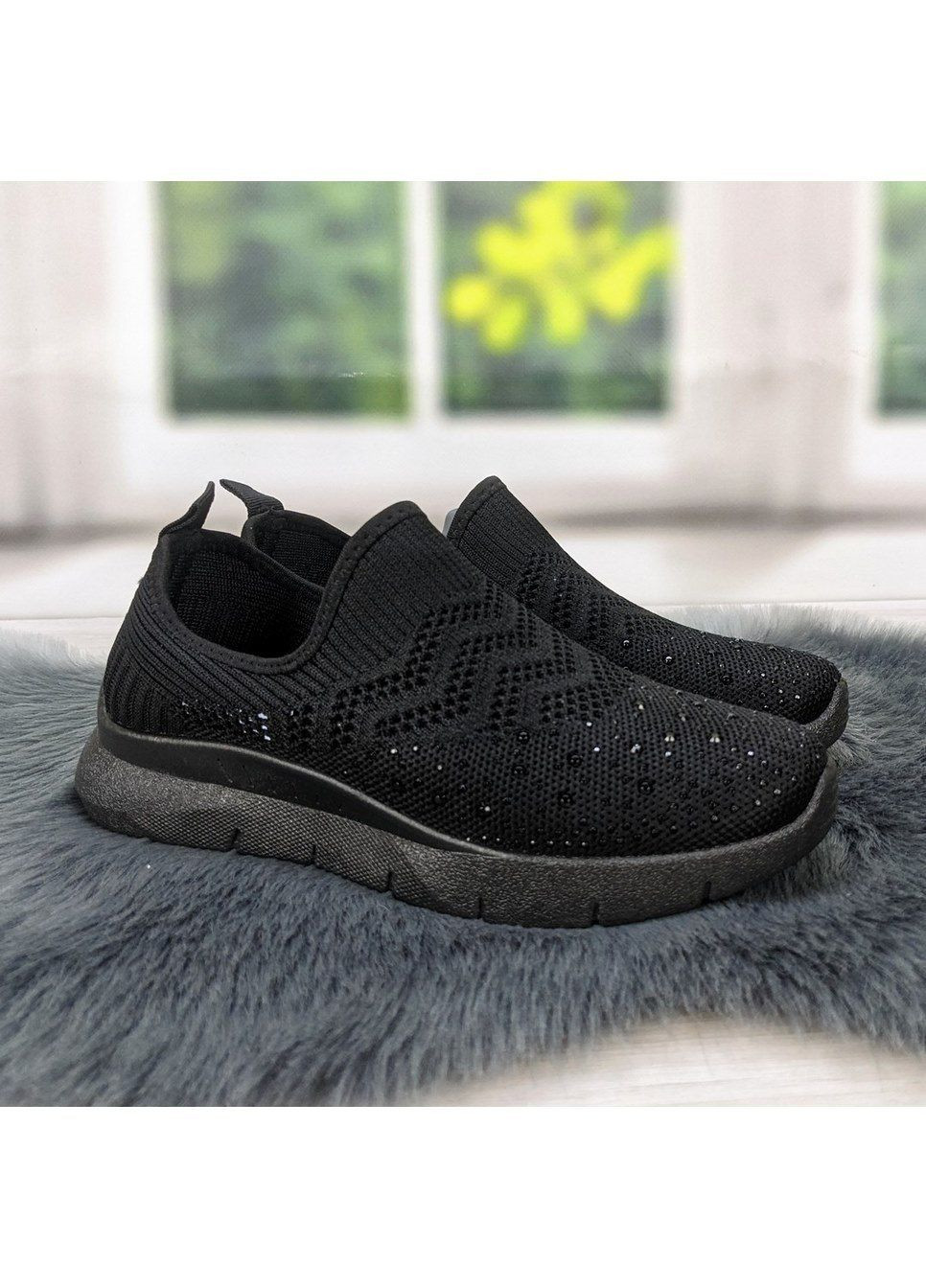 Кроссовки женские текстильные без шнурков Gipanis чёрные лето (294050585)