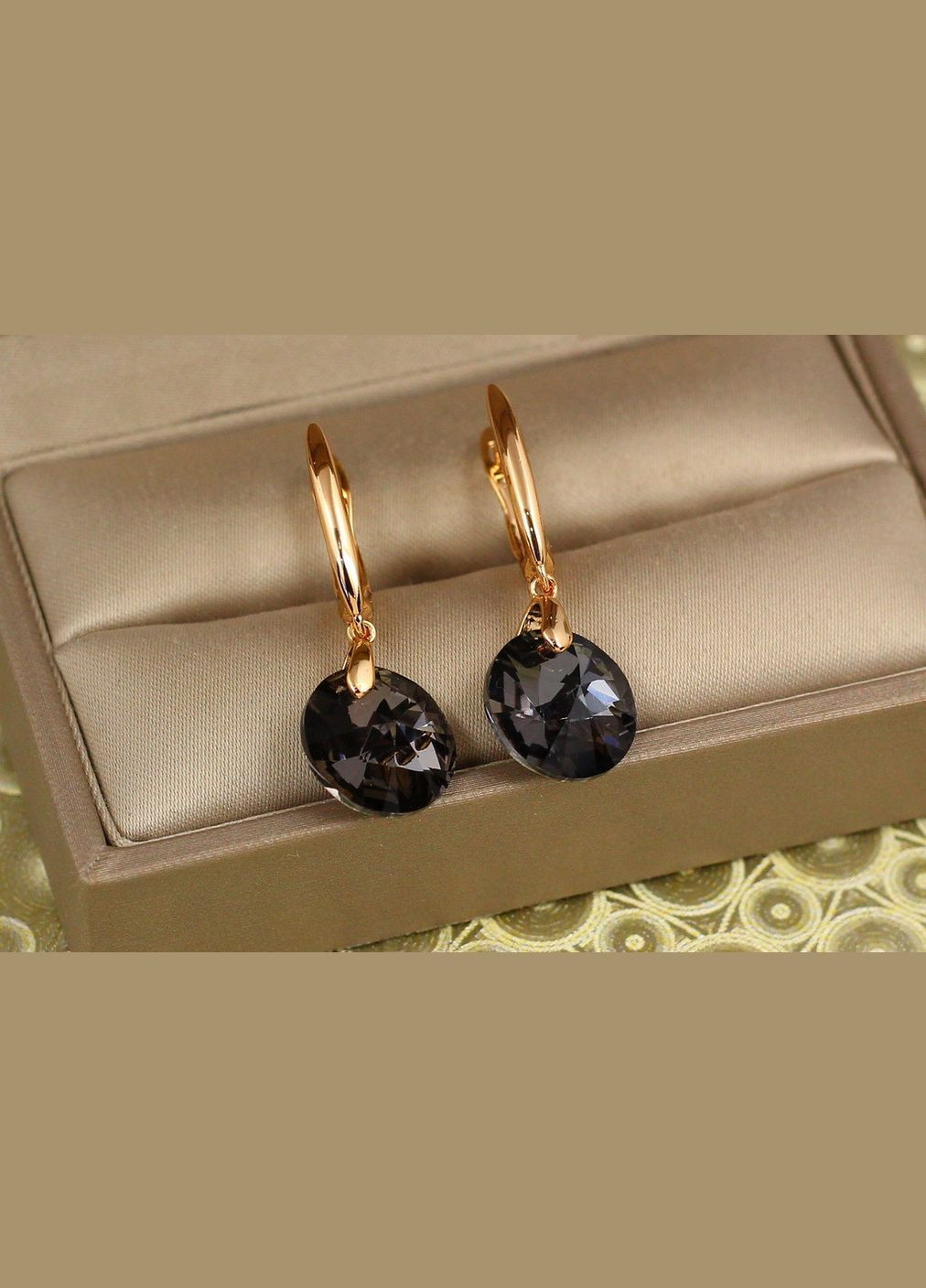 Сережки підвіски Сваровські Балет із чорними каменями 3,2 см золотисті Xuping Jewelry (329153770)