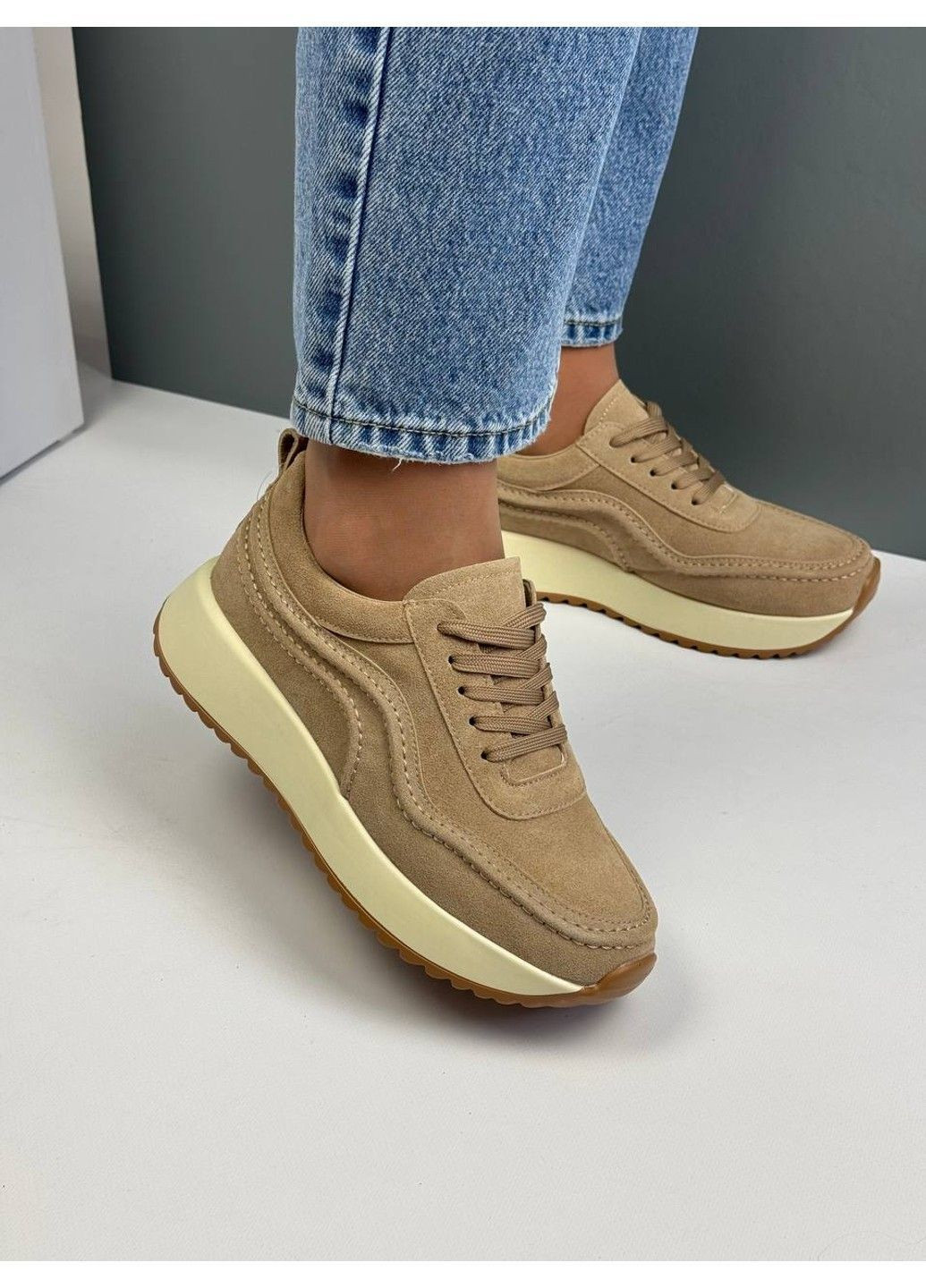 466 Кросовки Замшевые Бежевые Yimeili бежевые демисезоны (367960227)