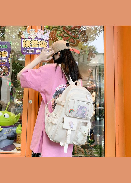 Рюкзак 10455 мужской женский детский школьный портфель белый молочный No Brand (326487668)