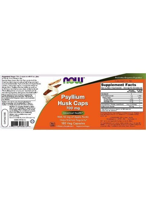 Psyllium Husk 700 mg 180 Veg Caps Now Foods (362418800)