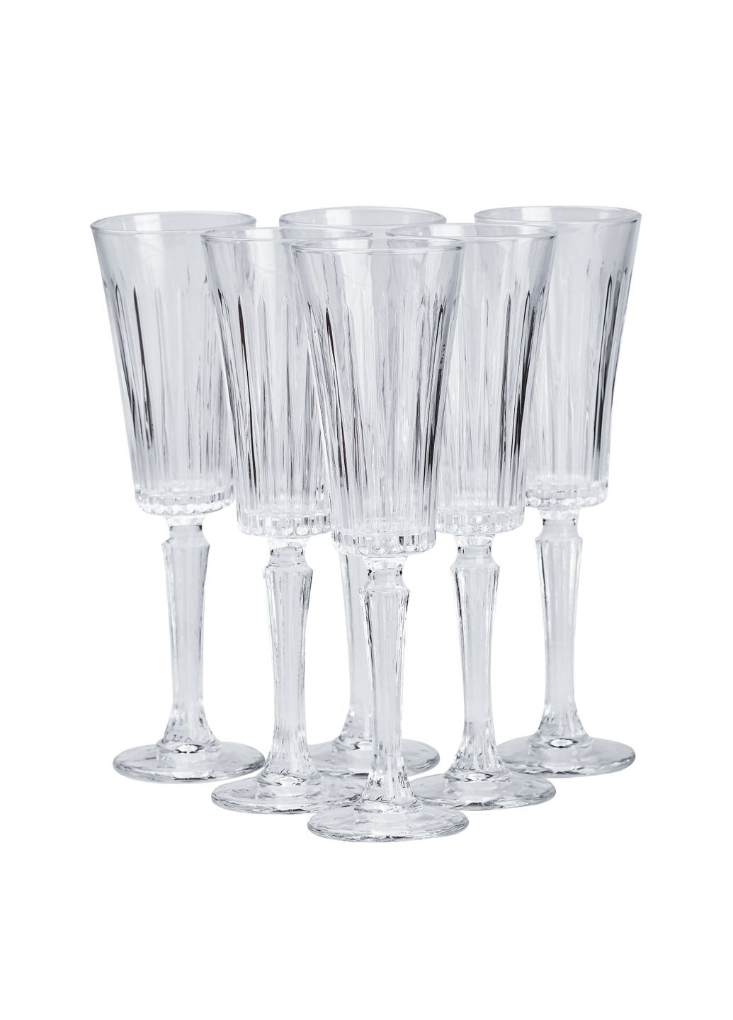 Набір келихів для шампанського на високій ніжці з товстого скла 6 штук 150 мл TS Kitchen HP4162 No Brand (360977599)