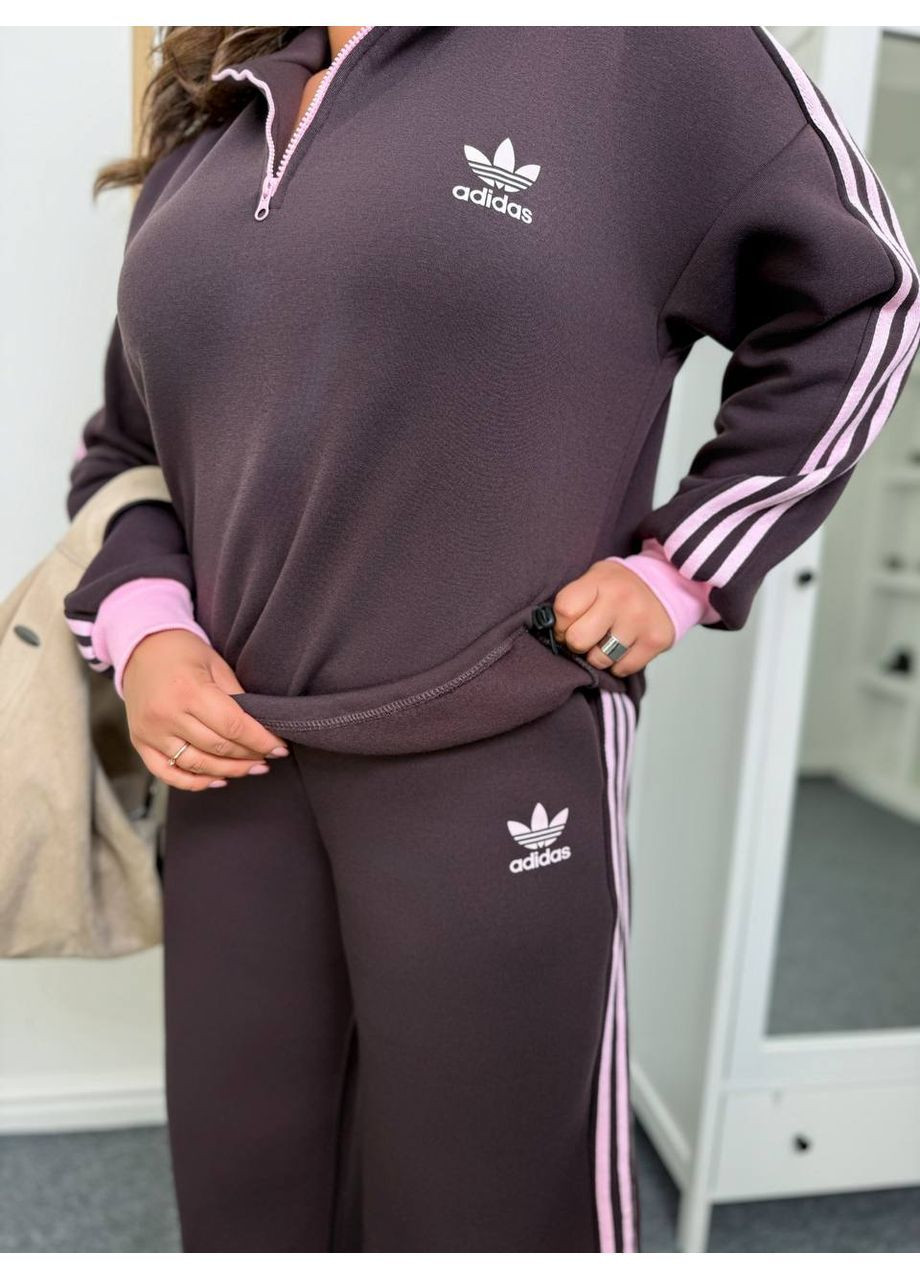 Теплий костюм спортивний жіночий батник та прямі штани No Brand (363983140)