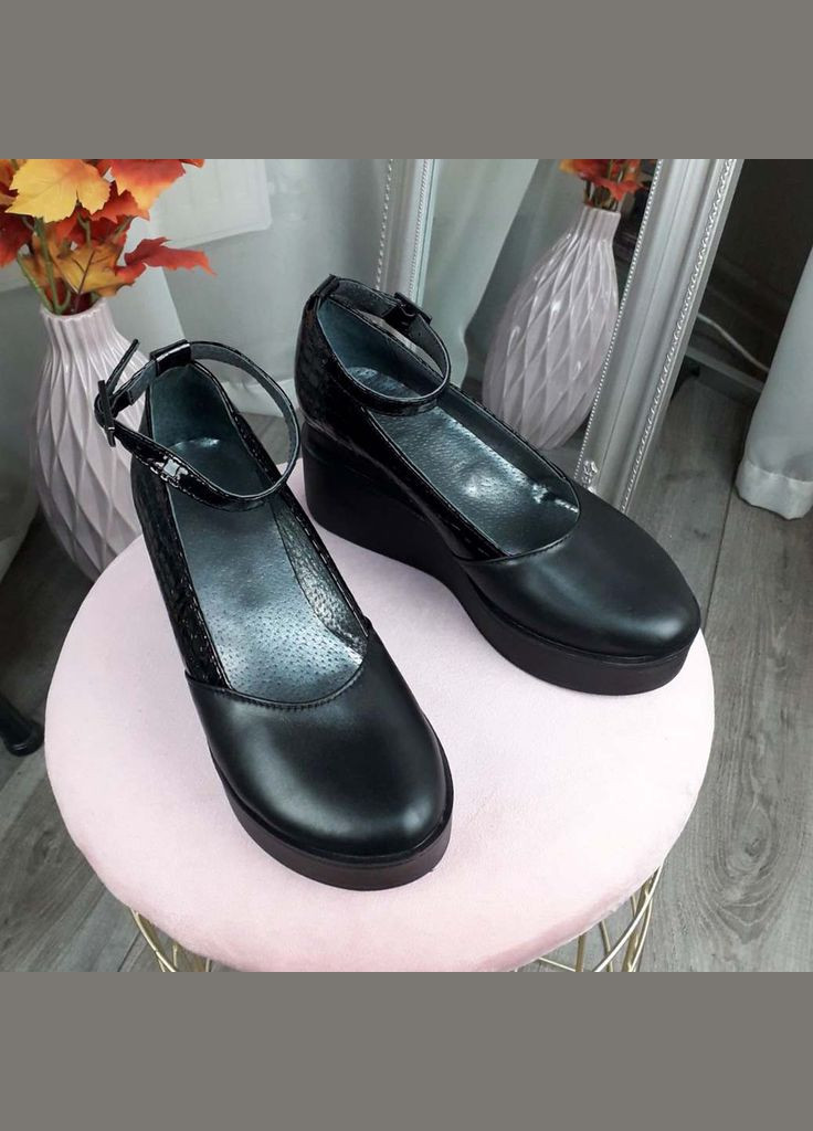 Vasha para Туфли кожаные женские на платформе. 38 размер черный з, украина — демисезон (303932079)